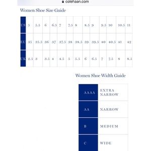 cole haan size guide